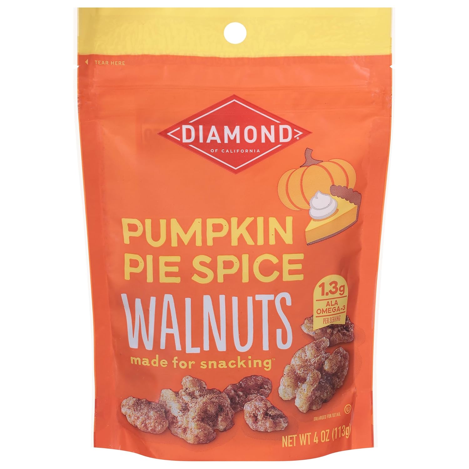 roasted walnuts coated in real pumpkin pie spice blend (cinnamon, nutmeg, ginger, allspice, clove)