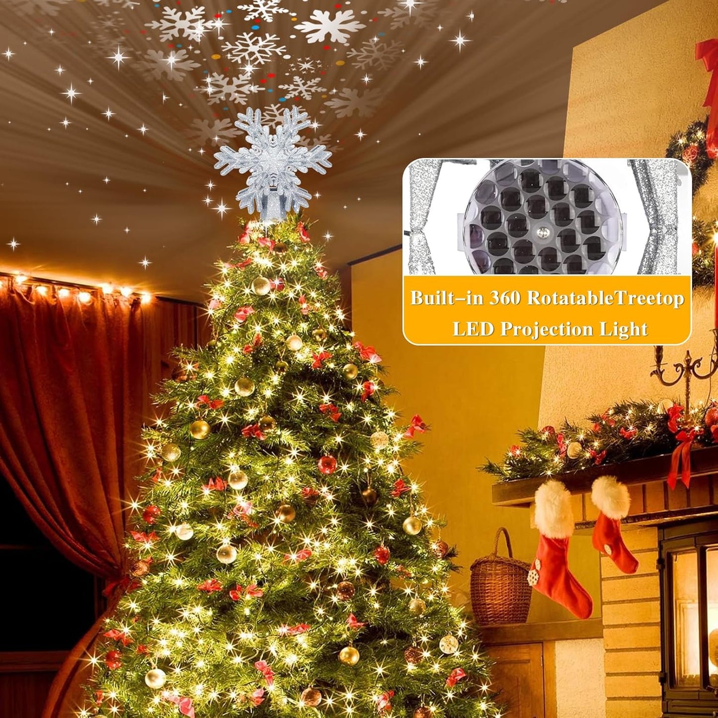 rotating motor that casts animated snow/star patterns on the ceiling