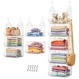X-cosrack Foldable Wire Basket Tower – Hanging Closet Storage for Streamlined Morning Routines, 5 Tier