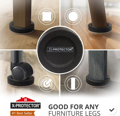 round 3 1/2 inch external / 2 3/4 inch internal diameter sized to fit most furniture feet