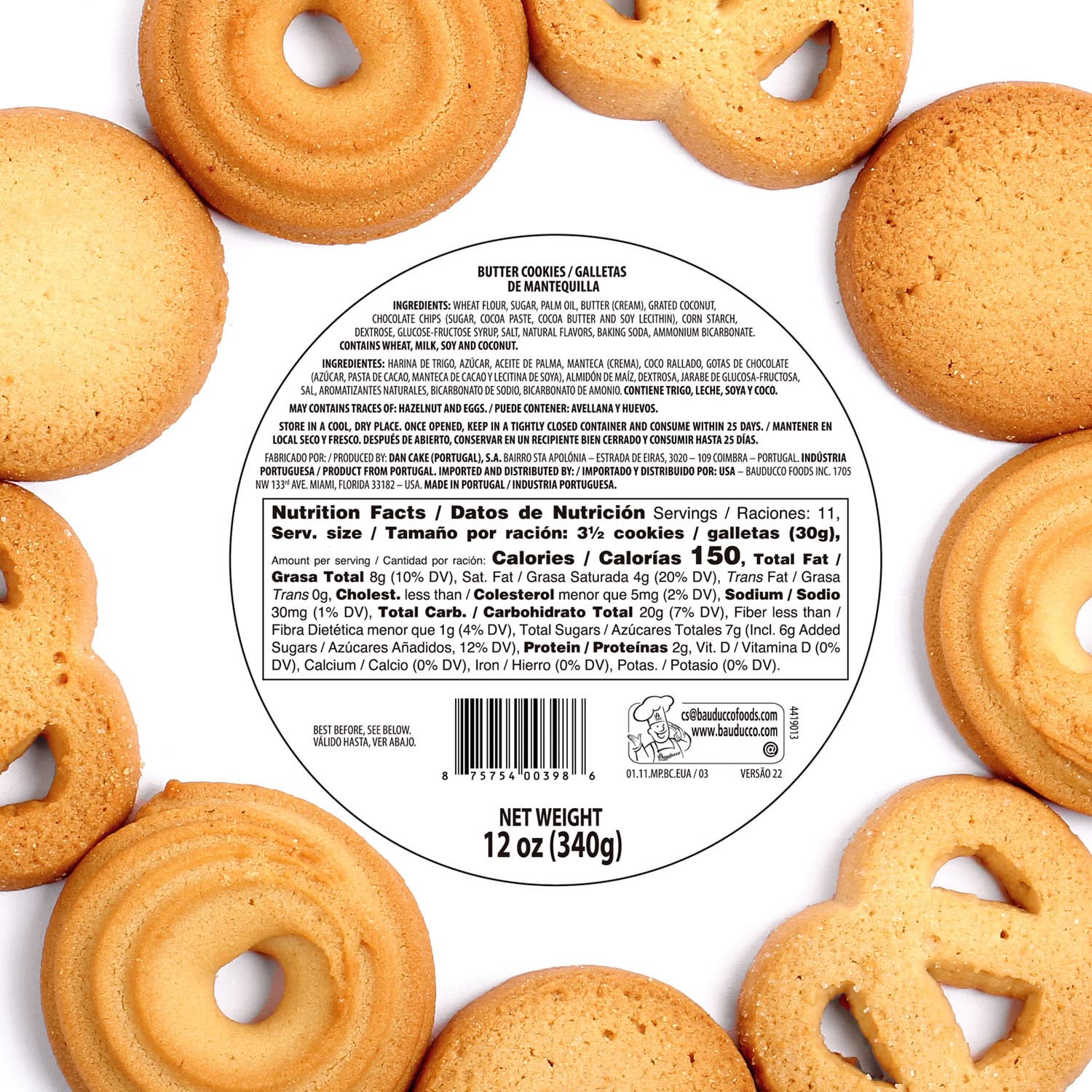 round 8.27-inch tin footprint suitable for pantry or countertop display