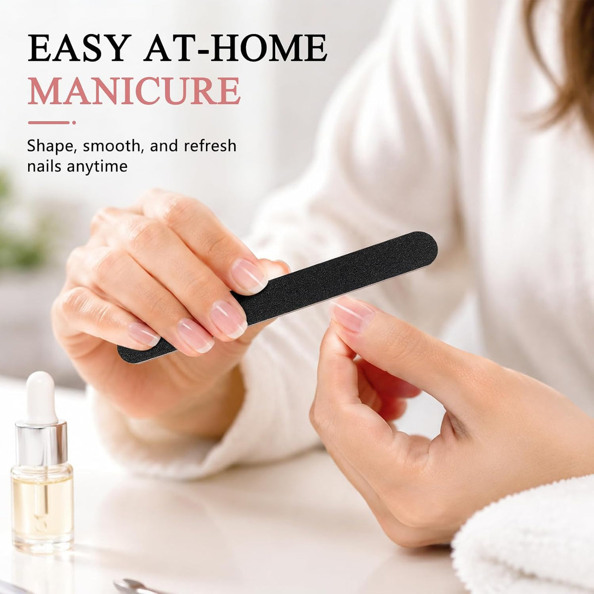 rounded top edge for comfortable handling during manicure and pedicure