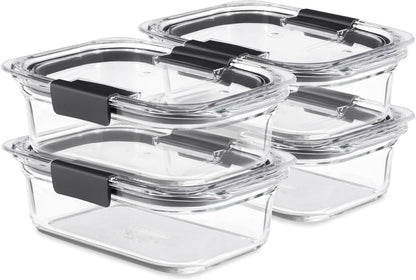Rubbermaid Brilliance Glass Containers – Family-Safe Lunch Packing, Leak-Proof Snap Latches