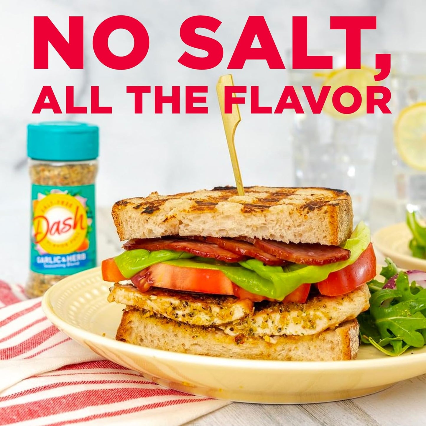salt-free formulation allows user to control and add salt to personal/family taste