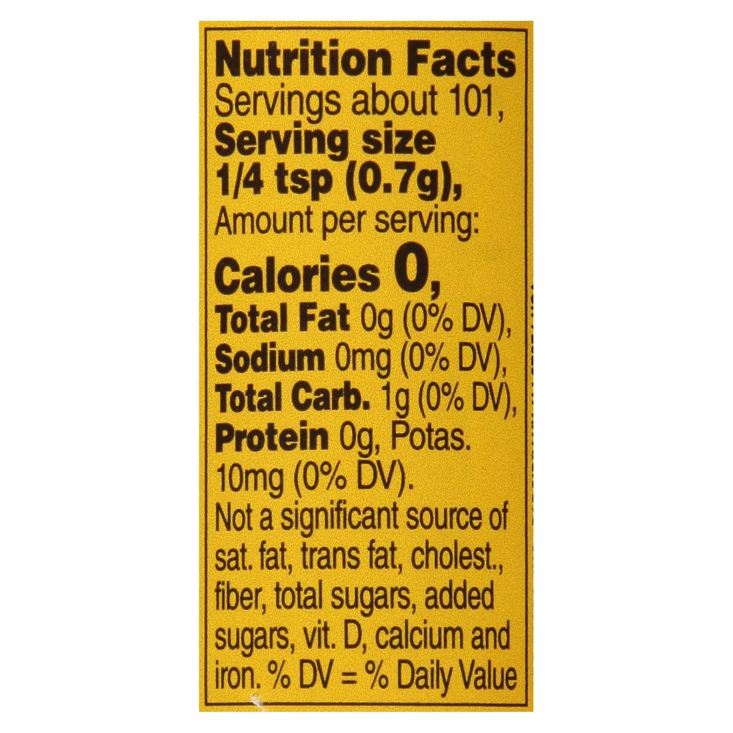 salt-free formulation with zero calories and no msg