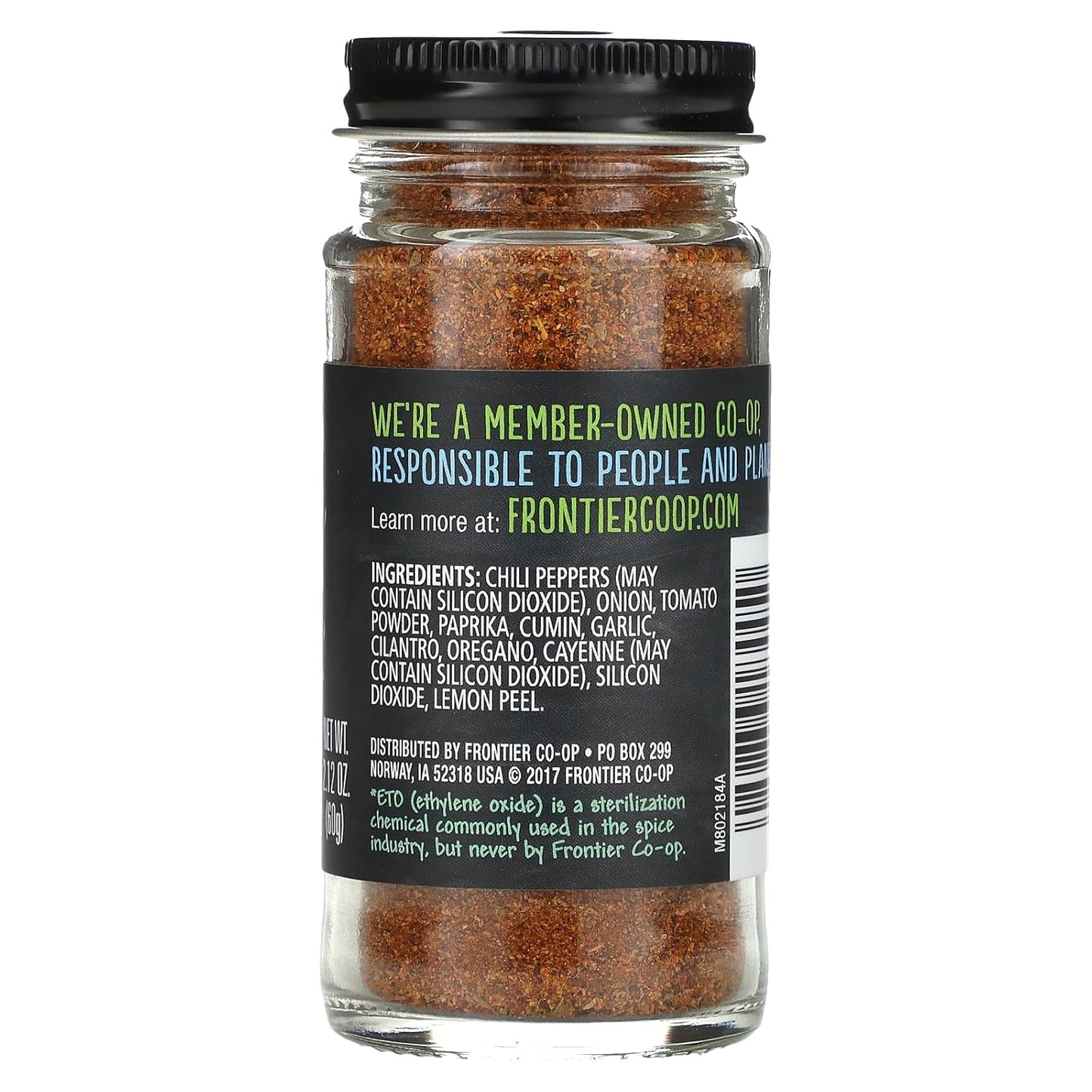salt-free seasoning blend featuring organic cumin, chili, garlic, tomato, lemon, and cilantro
