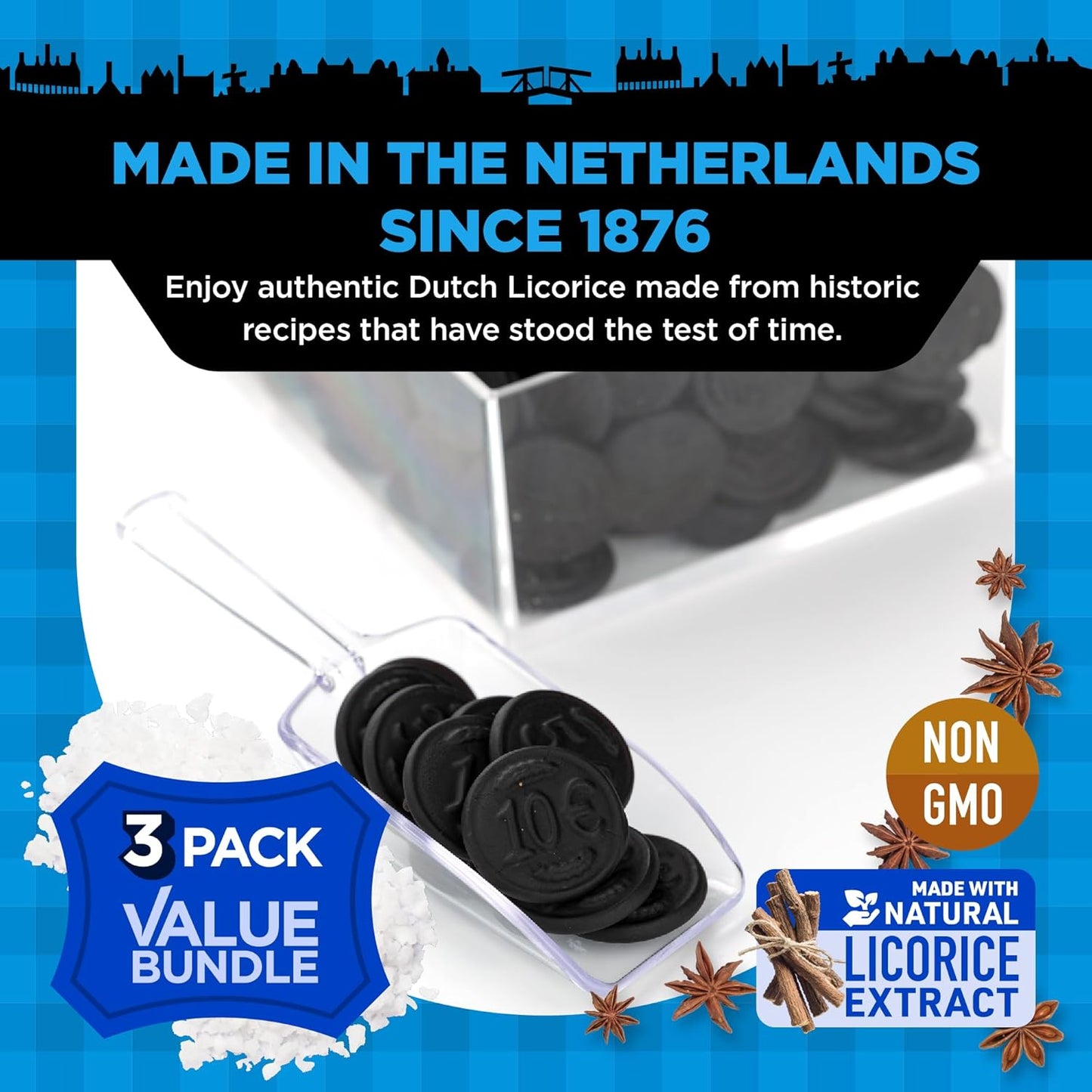 salted black licorice coins in the traditional dutch style