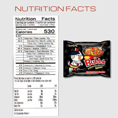 Samyang Buldak Korean Spicy Ramen – Get Well Soon and College Care Package for Students, Halal Certified 5 Pack