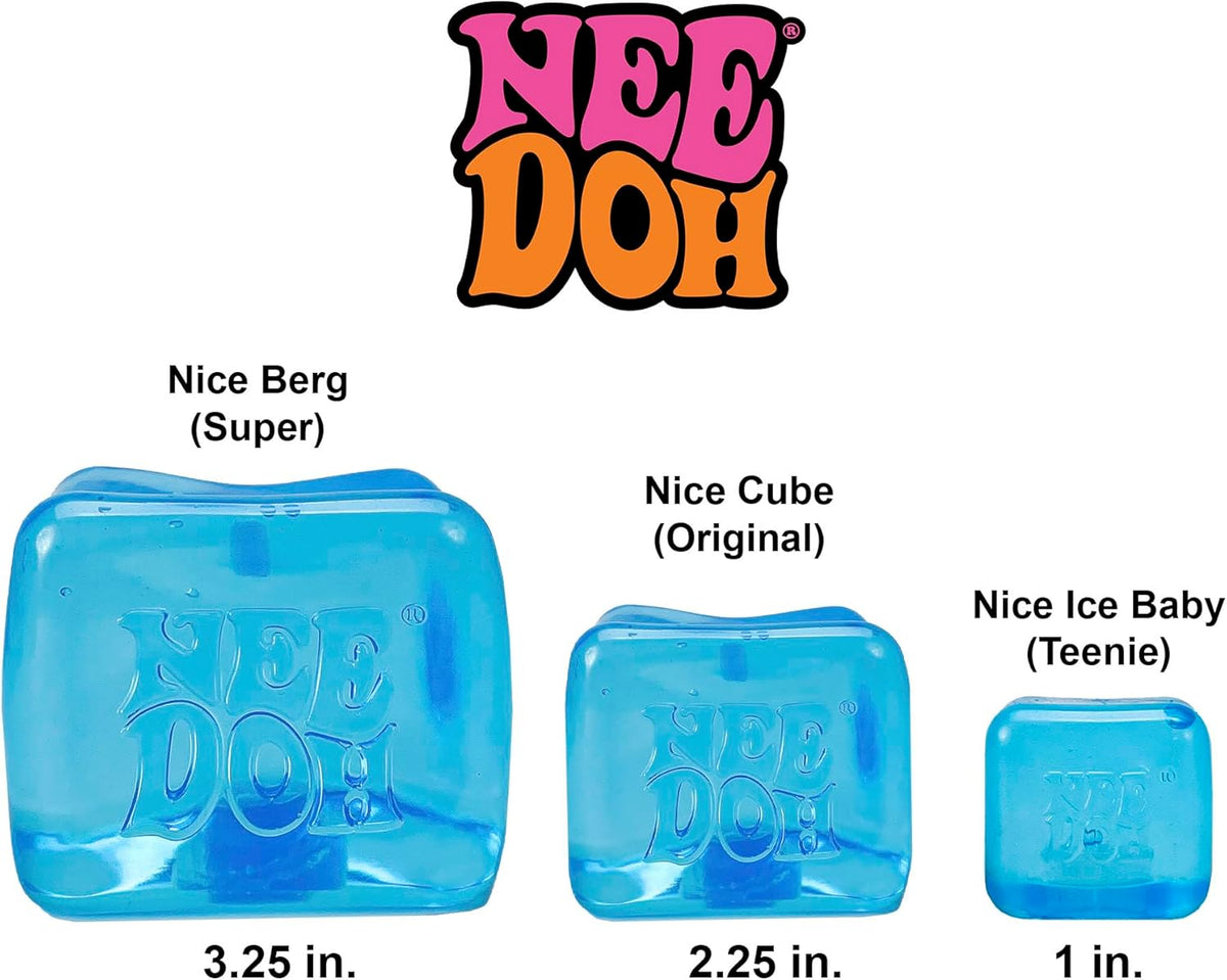Schylling NeeDoh Nice Ice Baby - Impulse Gift Pick for Stress Relief Seekers, Trendy Translucent Mini Squish Cube