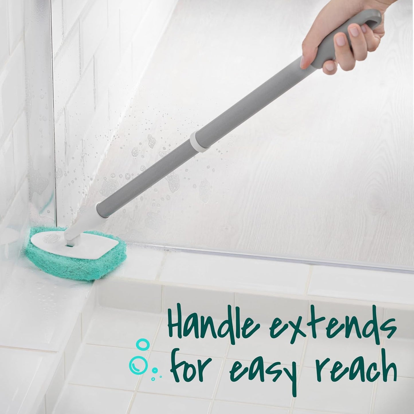Scotch-Brite Extendable Tub & Tile Scrubber Kit – Pet-Safe and Kid-Safe Bathroom Cleaner Using Just Water, No Harsh Chemicals