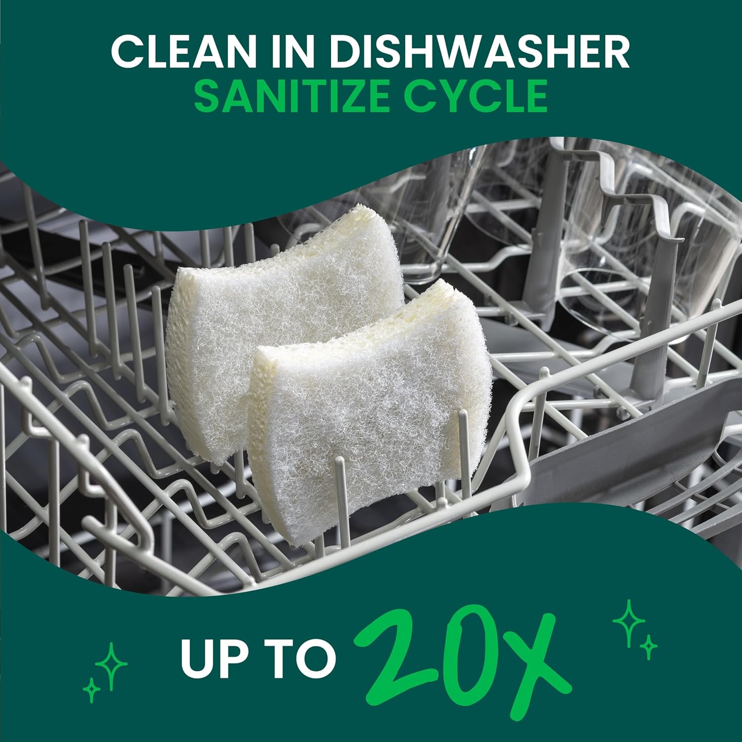 Scotch-Brite Greener Clean Non-Scratch Scrub Sponge – Worry-Free Dishwashing Sponge for Homes with Curious Toddlers, 6 Pack