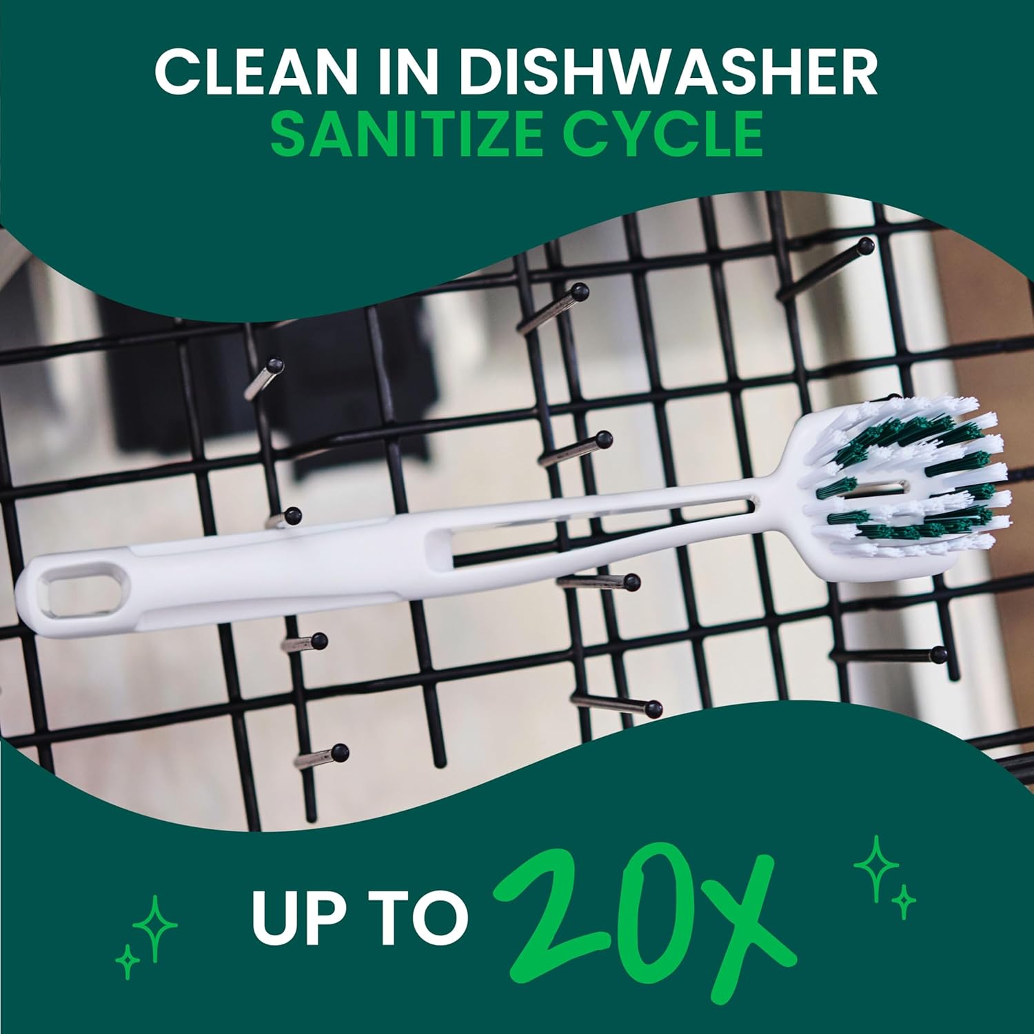 Scotch-Brite Non-Toxic Scrub Brush for Family Kitchens, Hygienic Bristles, No Harsh Chemicals Needed for Tough Grime