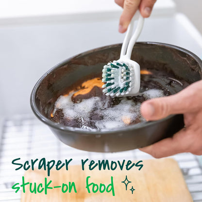 Scotch-Brite Non-Toxic Scrub Brush for Family Kitchens, Hygienic Bristles, No Harsh Chemicals Needed for Tough Grime