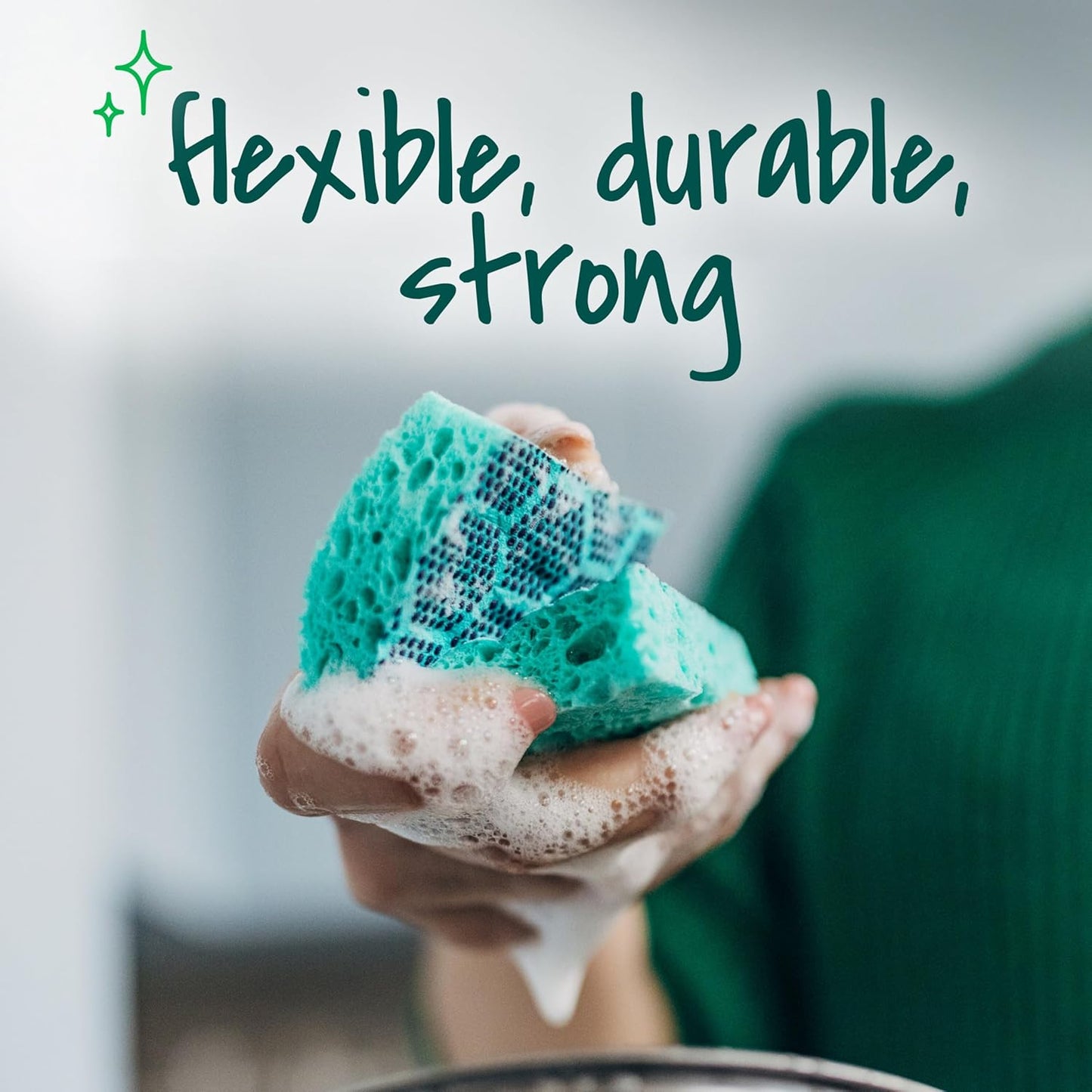 Scotch-Brite Odor Resist Scrub Sponge for Safe Cookware Cleaning, Non-Scratch Reusable Dish Sponge