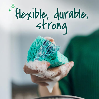 Scotch-Brite Odor Resist Scrub Sponge for Safe Cookware Cleaning, Non-Scratch Reusable Dish Sponge