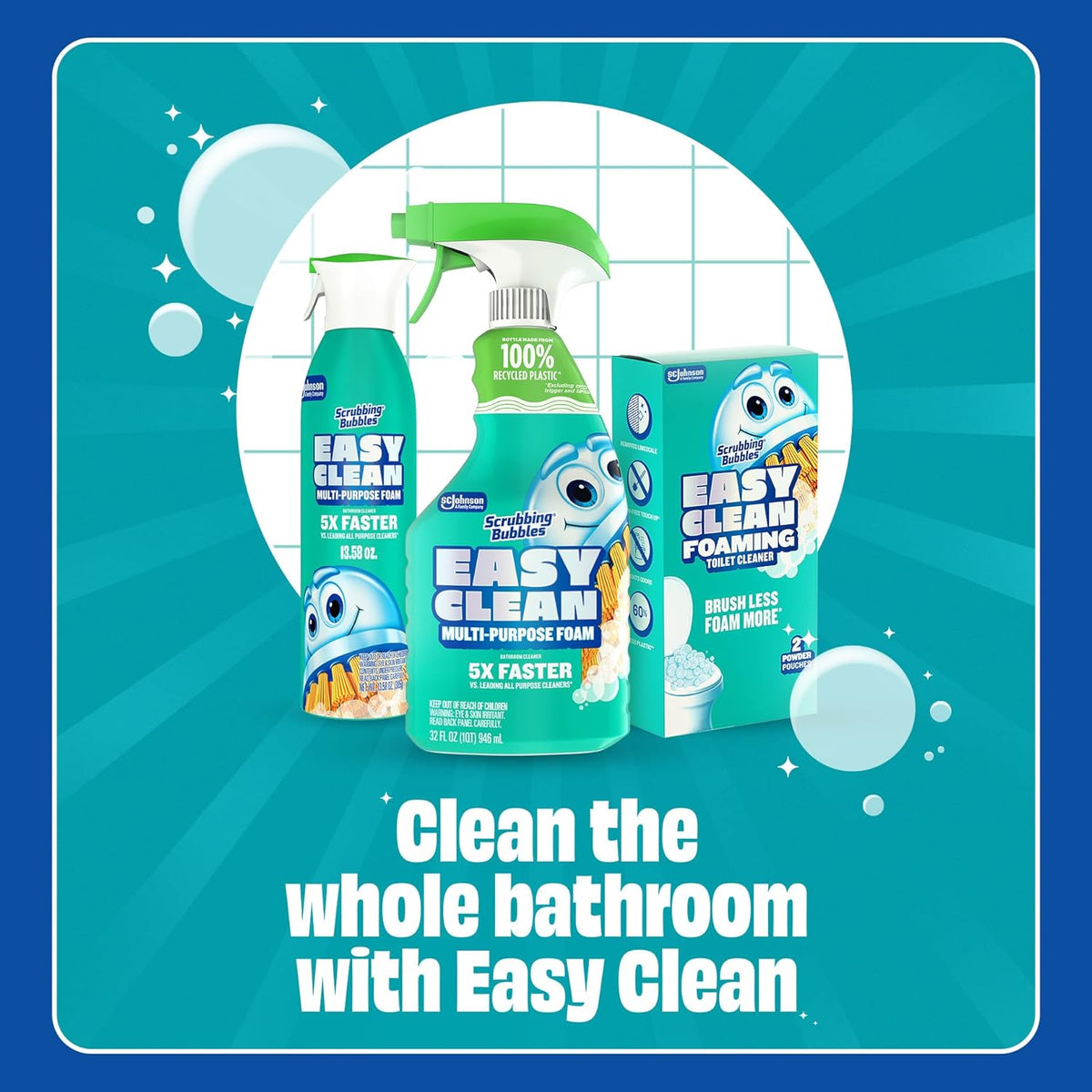 Scrubbing Bubbles Easy Clean Foaming Bathroom Cleaner – Kid Bathroom Sink and Counter Wipe-Down Between Bedtime, 2-Minute Foam