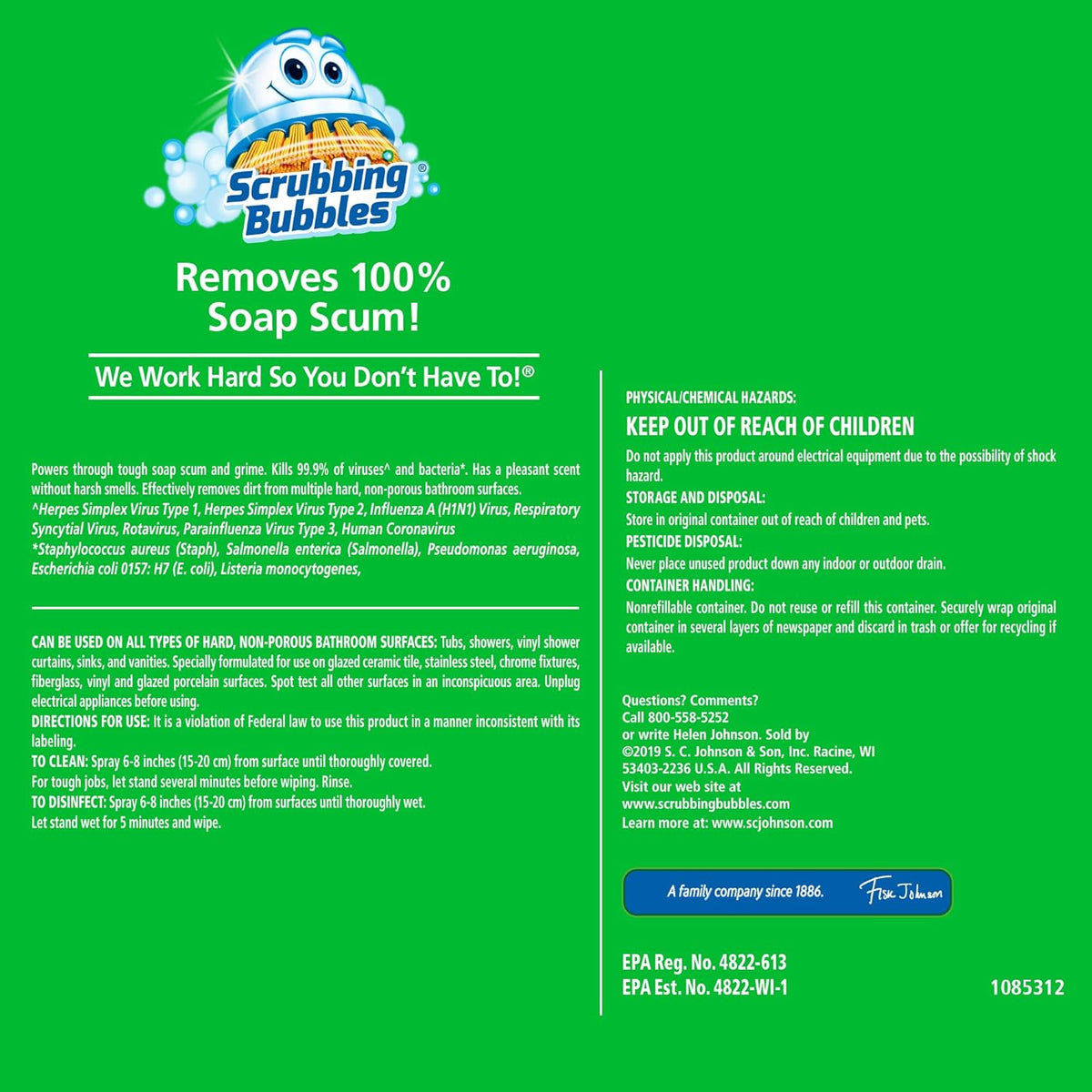 Scrubbing Bubbles Streamlined Bathroom Cleaner with Neutral Eco Design, Berry Burst 32oz