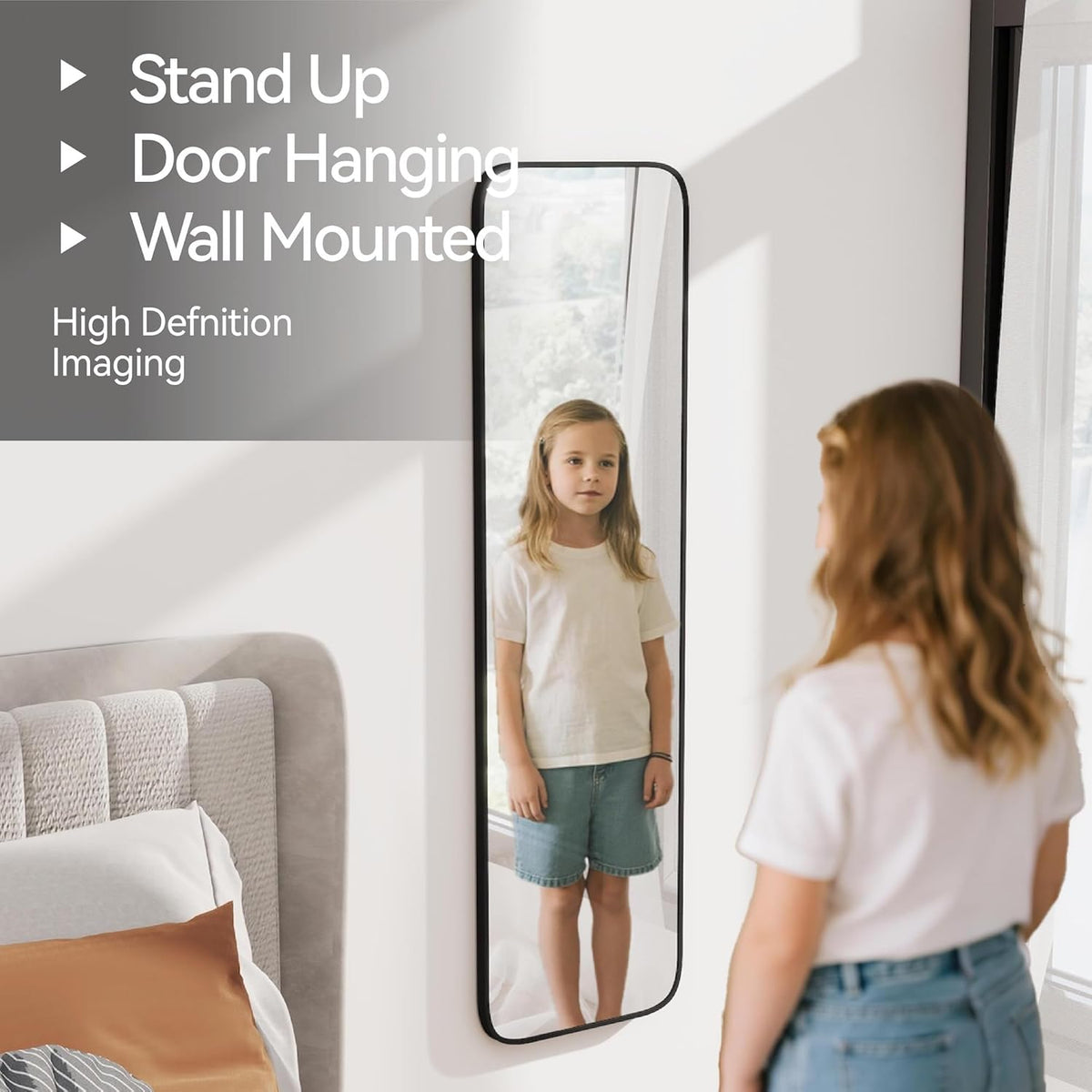 SCWF-GZ Full Length Mirror – Above Dresser Accent, Distortion-Free HD Reflection with Three Designer Frame Finishes