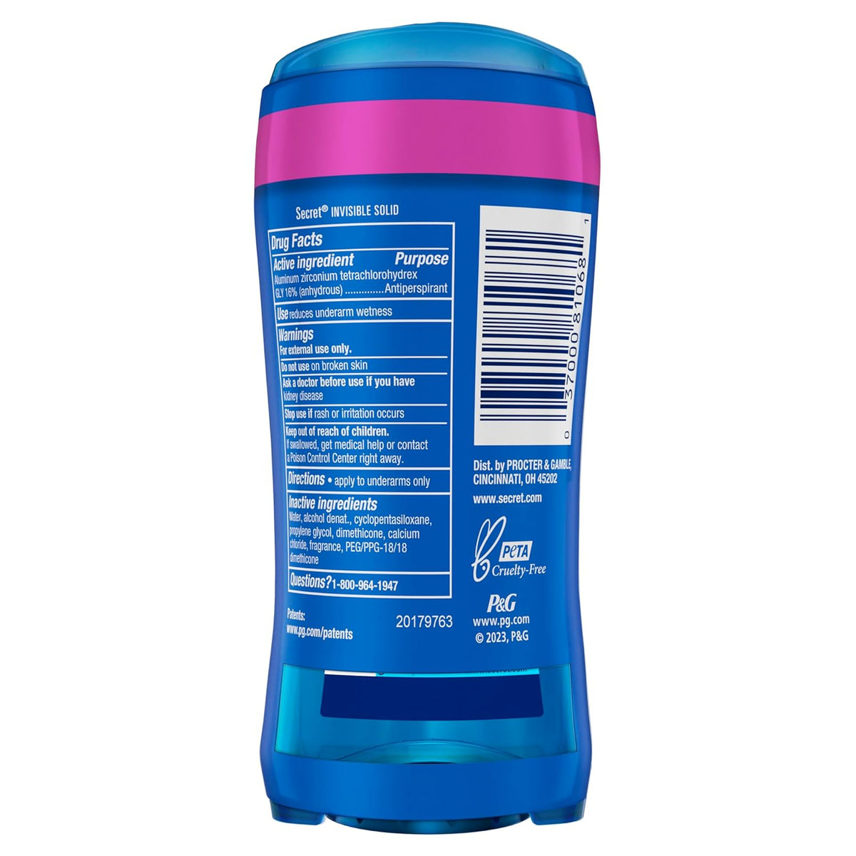 Secret Outlast Invisible Solid Antiperspirant for Women – Hike-Ready Toiletry Bag Pick, 72hr Humidity Defense