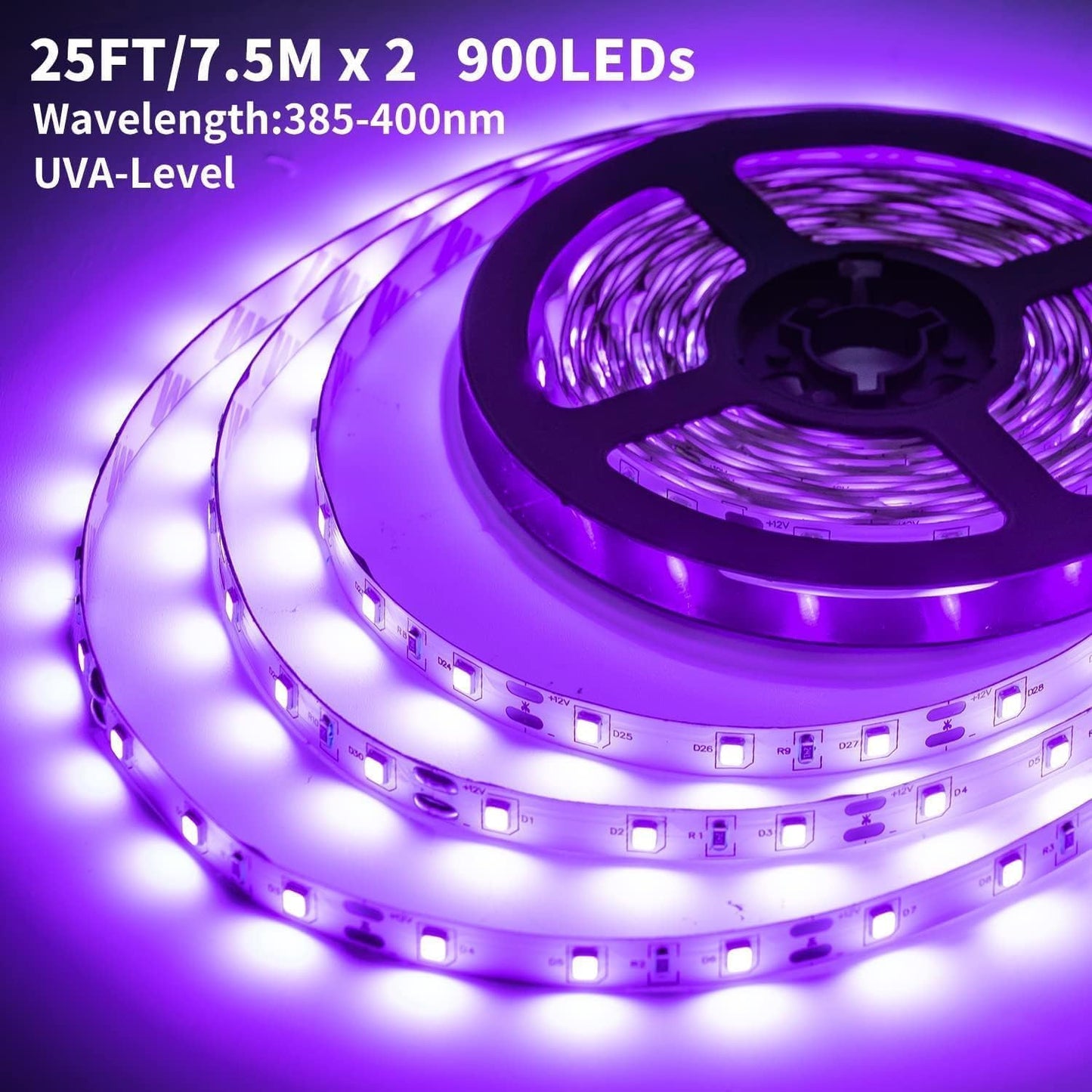 self-adhesive backing, cuttable every 3 leds, plug-and-play 12v corded power
