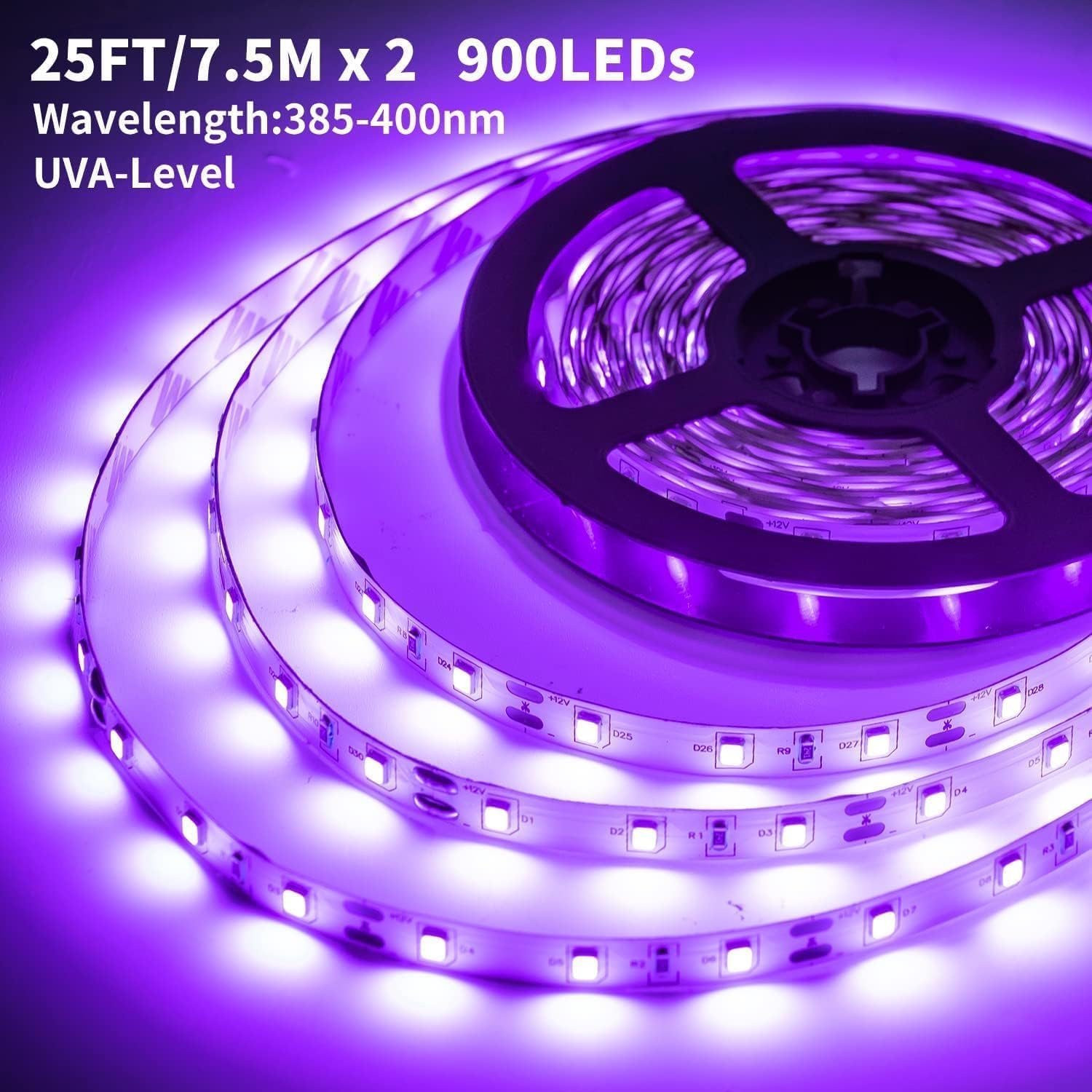 self-adhesive backing, cuttable every 3 leds, plug-and-play 12v corded power