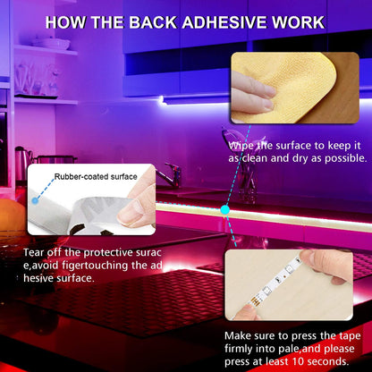self-adhesive backing tape for tool-free mounting on flat clean surfaces