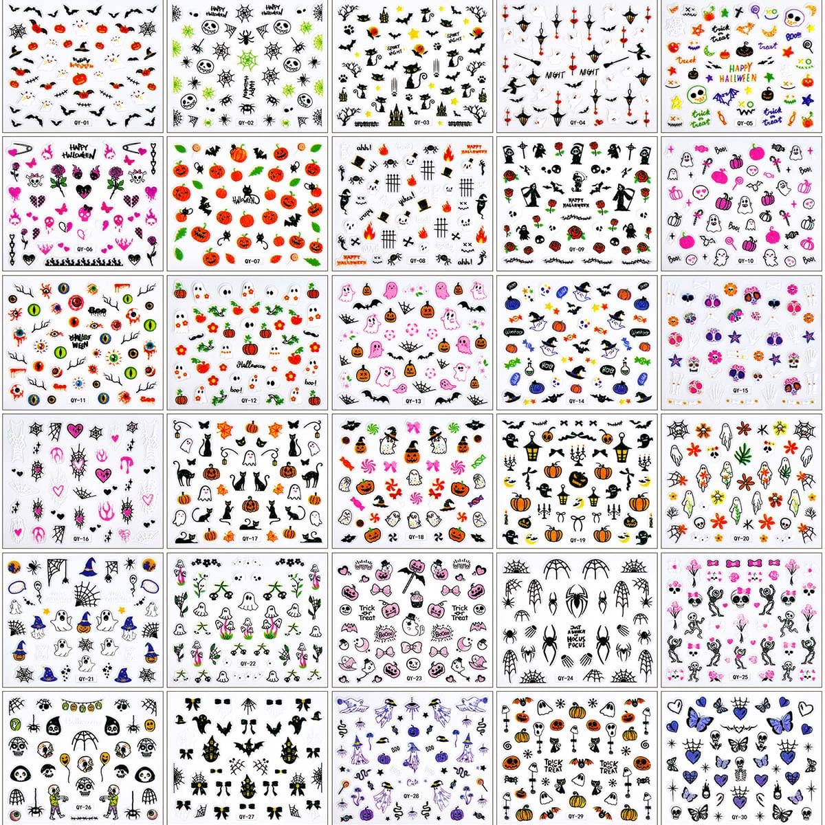 Halloween Nail Stickers Gift Set for Women – 30 Sheets of 60+ Spooky Designs in a Ready-to-Give Package