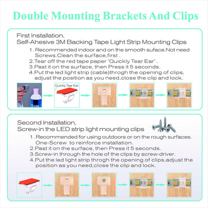 self-locking clip mechanism compatible with led strips within 10mm width and cables up to 0.12 inch diameter