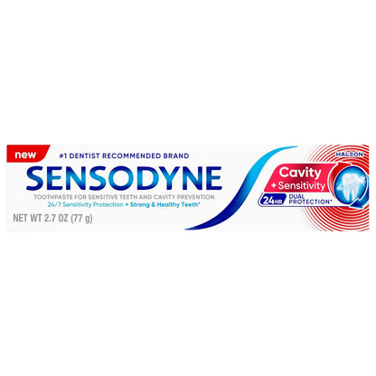 Sensodyne Cavity + Sensitivity Toothpaste – Restorative Brushing Routine After Acidic Drinks, Home Bathroom Wellness Essential