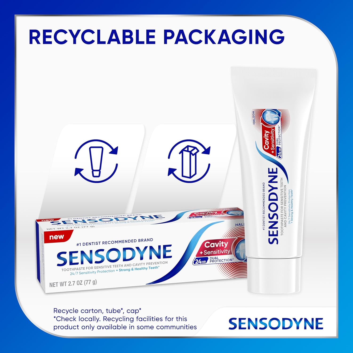 Sensodyne Cavity + Sensitivity Toothpaste – Restorative Brushing Routine After Acidic Drinks, Home Bathroom Wellness Essential