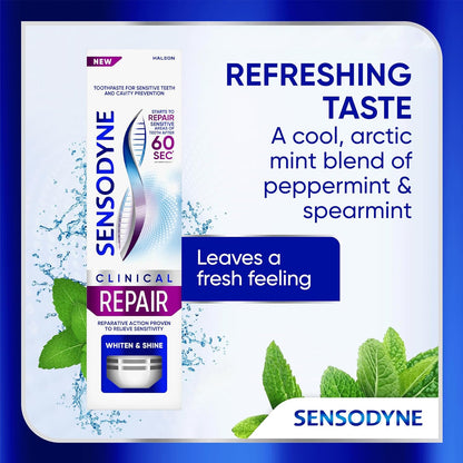 Sensodyne Clinical Repair Whiten & Shine – Clinical-Grade Sensitivity Relief for Productive Mornings