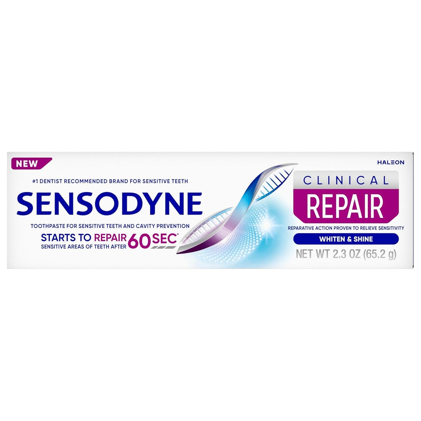 Sensodyne Clinical Repair Whiten & Shine Toothpaste – Refined Daily Indulgence for Stain-Prone Sensitive Smiles, 2.3 oz