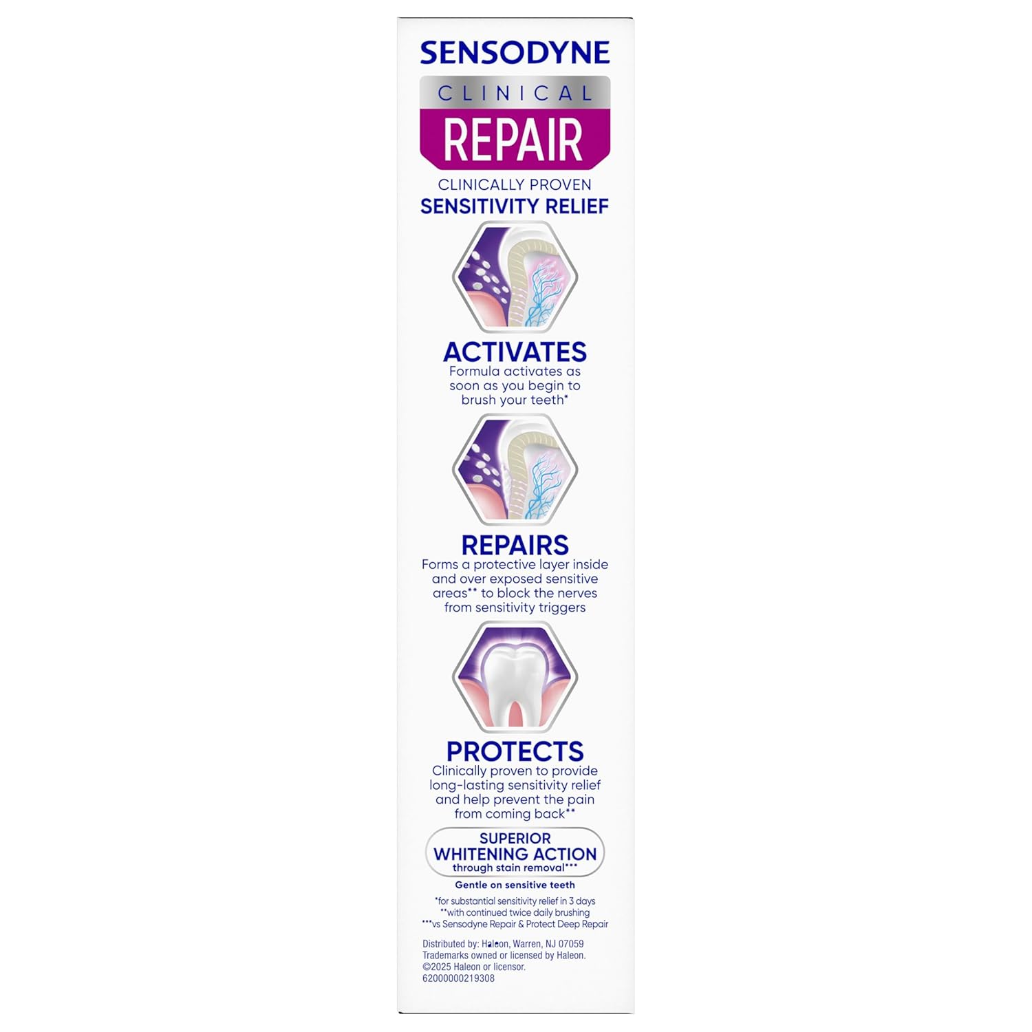 Sensodyne Clinical Repair Whiten & Shine Toothpaste – Refined Daily Indulgence for Stain-Prone Sensitive Smiles, 2.3 oz