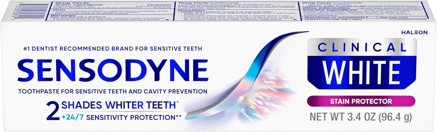 Sensodyne Clinical White – Streamlined Whitening Solution for Sensitive Teeth & Stain Prevention, 3-Pack