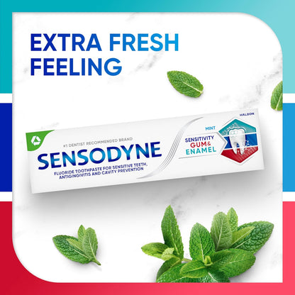 Sensodyne Gum and Enamel Care Toothpaste – Self-Care Gift Basket Addition for Anyone on a Sensitive-Teeth Journey, 3.4 oz 3-Pack