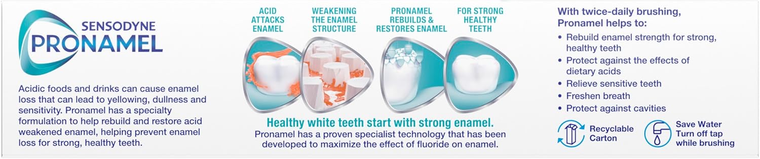 Sensodyne Pronamel Daily Protection Enamel Toothpaste for Sensitive Teeth - Mint Essence, 4 oz (Pack of 3) Dental Aftercare Gift Set Following a Cleaning or Whitening Visit