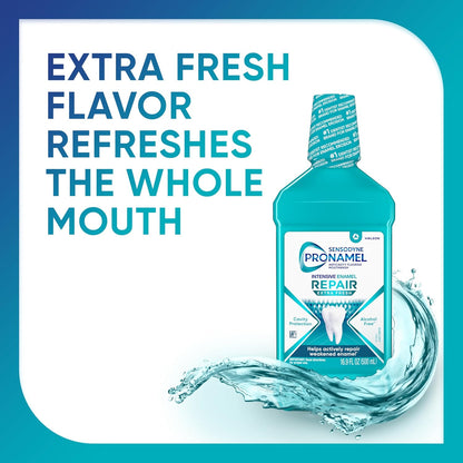 Sensodyne Pronamel Re-Mineralizing Fluoride Rinse – Alcohol-Free Enamel Repair for Daily Wellbeing Rituals, Extra Fresh 16.9 fl oz 3 Pack