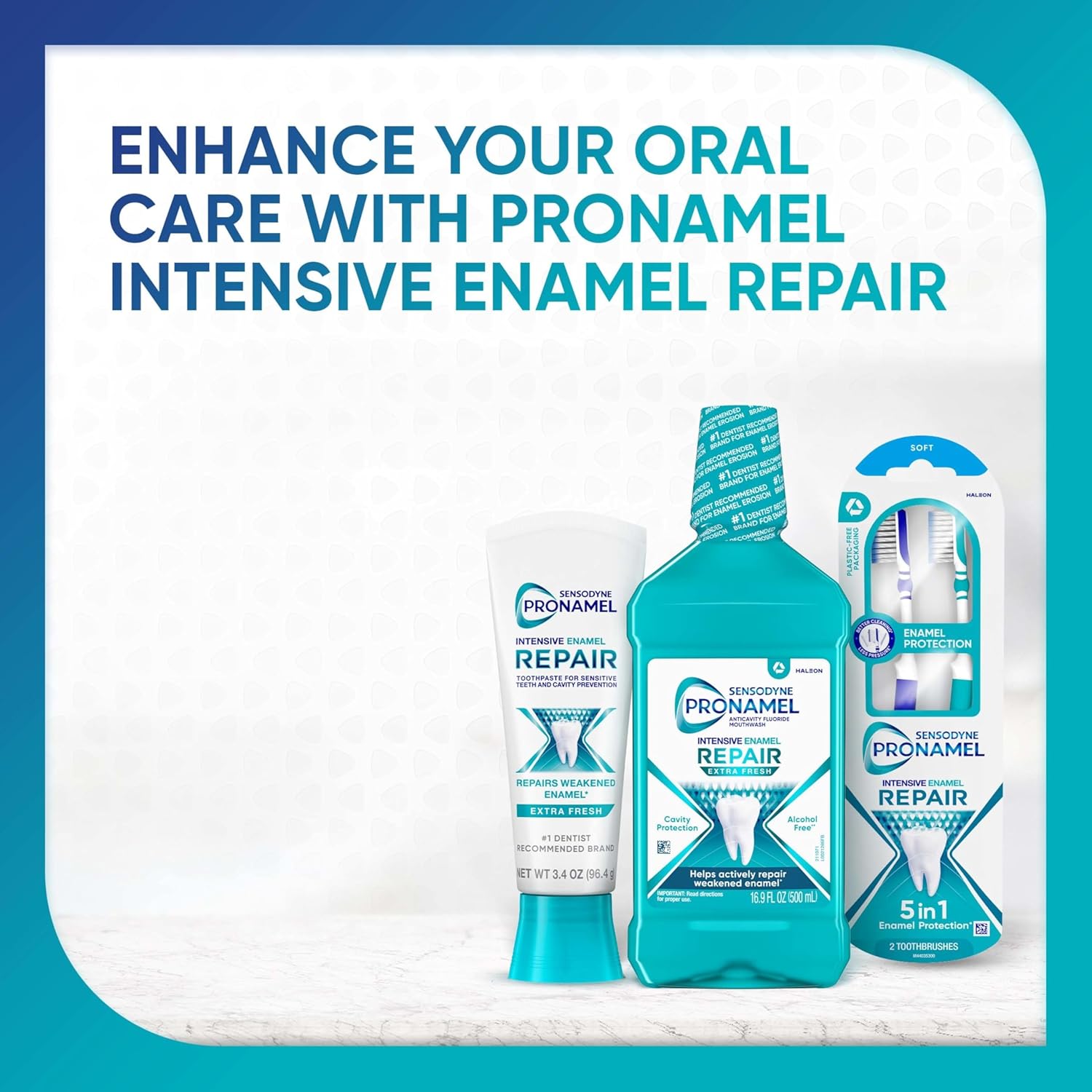 Sensodyne Pronamel Re-Mineralizing Fluoride Rinse – Alcohol-Free Enamel Repair for Daily Wellbeing Rituals, Extra Fresh 16.9 fl oz 3 Pack