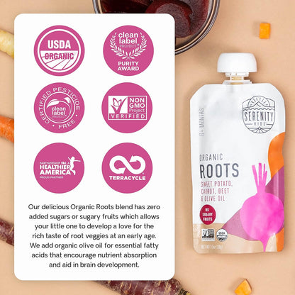Serenity Kids Organic Baby Food Puree – Savory Veggie Pouch Perfect for Daycare Lunches and Travel with Babies 6+ Months