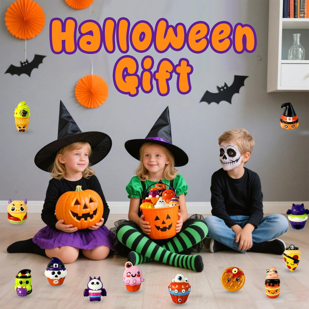 Halloween Squishies 24PCS – Soft TPR Foam Squishy Figures for Playroom Trick or Treat Station and Front Porch Handout