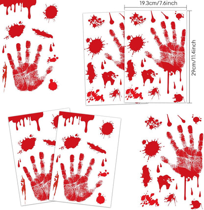 set of 4 cling decals including 2 left-hand and 2 right-hand bloody print designs
