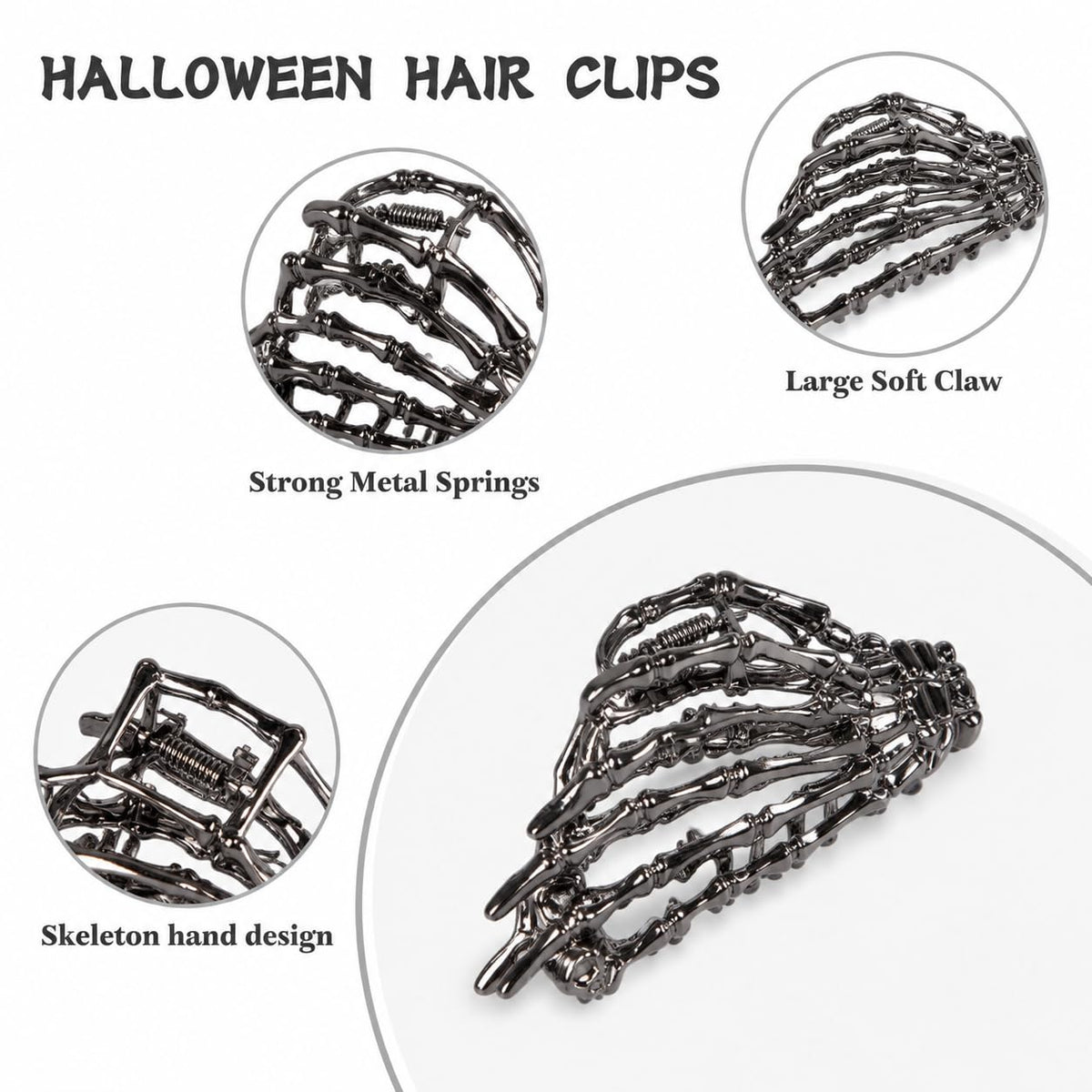 MISS LVA Halloween Hair Clip Bundle – Last-Minute Valentine's Gift for Her, Gothic Style Hair Accessories
