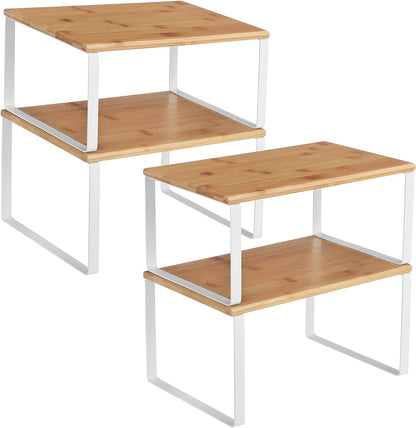 set of 4 shelves: 2 small (7.7"d x 11.7"w x 6.2"h) and 2 large (7.3"d x 11.7"w x 5.4"h)