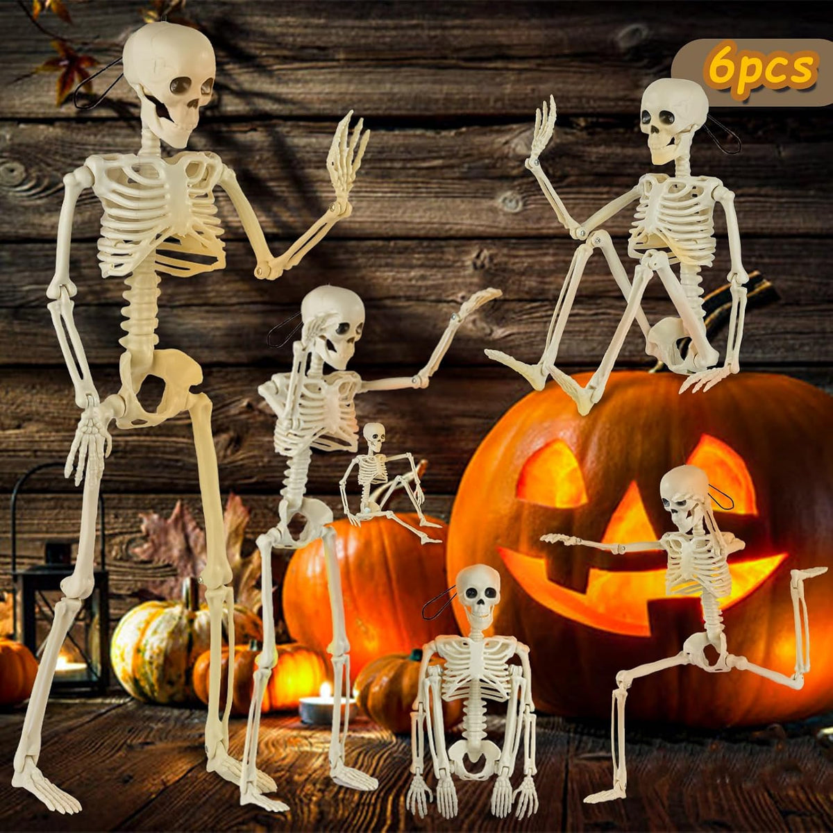 set of 6 (with 12-pack variant available) full-body 16-inch skeletons