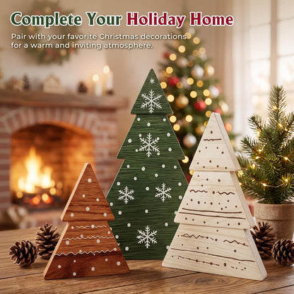 KLYRO Solid Wood Holiday Tree Vignette – Warm Seasonal Layering Piece for Tiered Tray, Fireplace Mantel, and Nightstand
