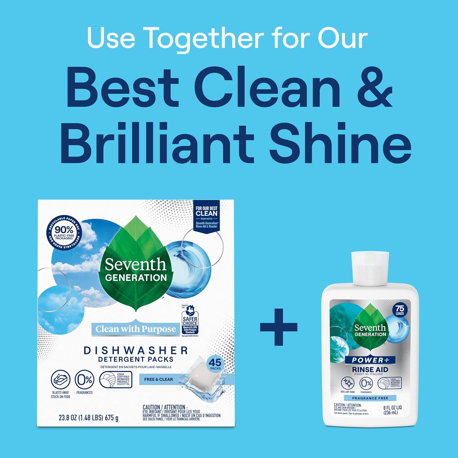 Seventh Generation Power+ Dye and Alcohol Free Dishwasher Rinse Aid Safer Alternative to Conventional Rinse Aids