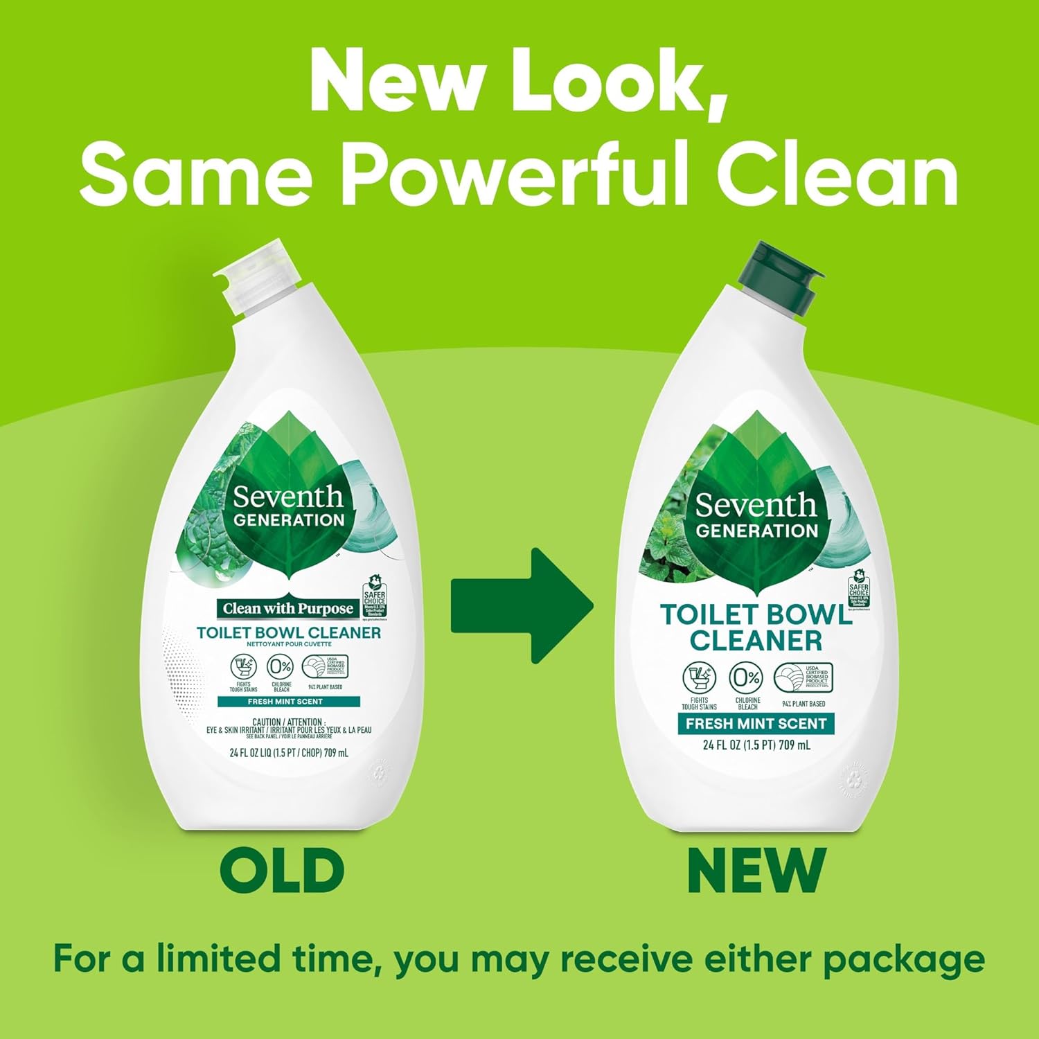 Seventh Generation Toilet Bowl Cleaner – Plant-Based Mint Scent Derived from Essential Oils for a Spa-Like Half Bath