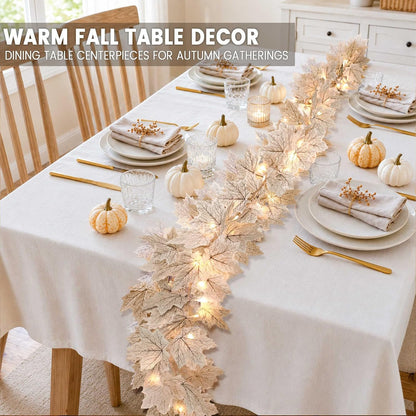 shapeable leaf strands feature detailed maple-leaf vein textures for natural-looking decoration