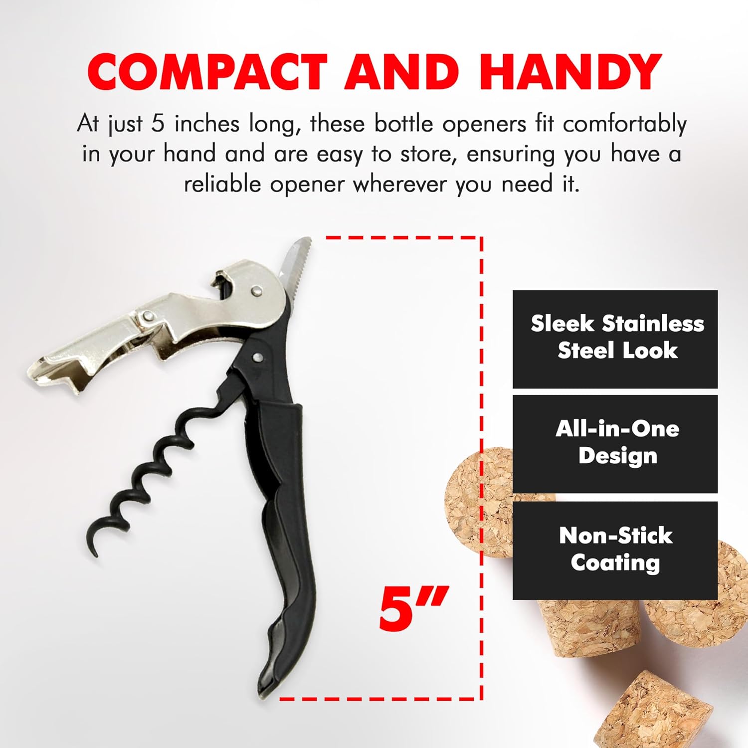 sharp worm screw for clean penetration of cork