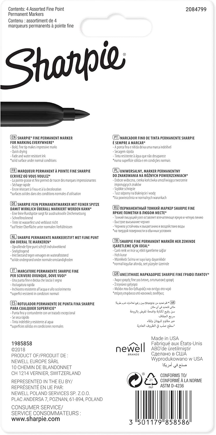 Sharpie Permanent Markers 0.7mm – Back-to-School Pack for Homework, Study Notes, and Dorm Room Labeling